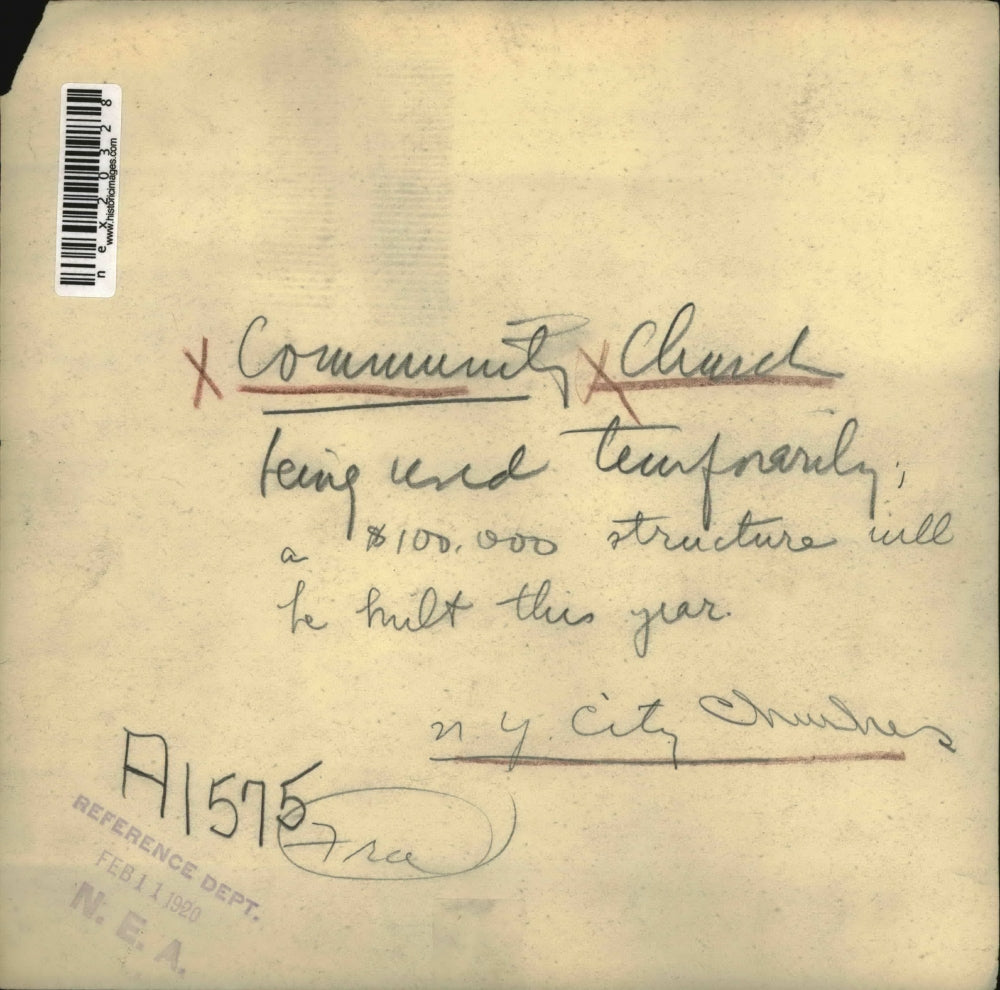 1920 Press Photo Community Church in NYC to be rebuilt