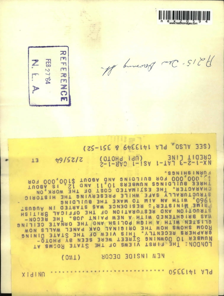 1964 Press Photo State Dining Room at Number 10 Downing Street in London