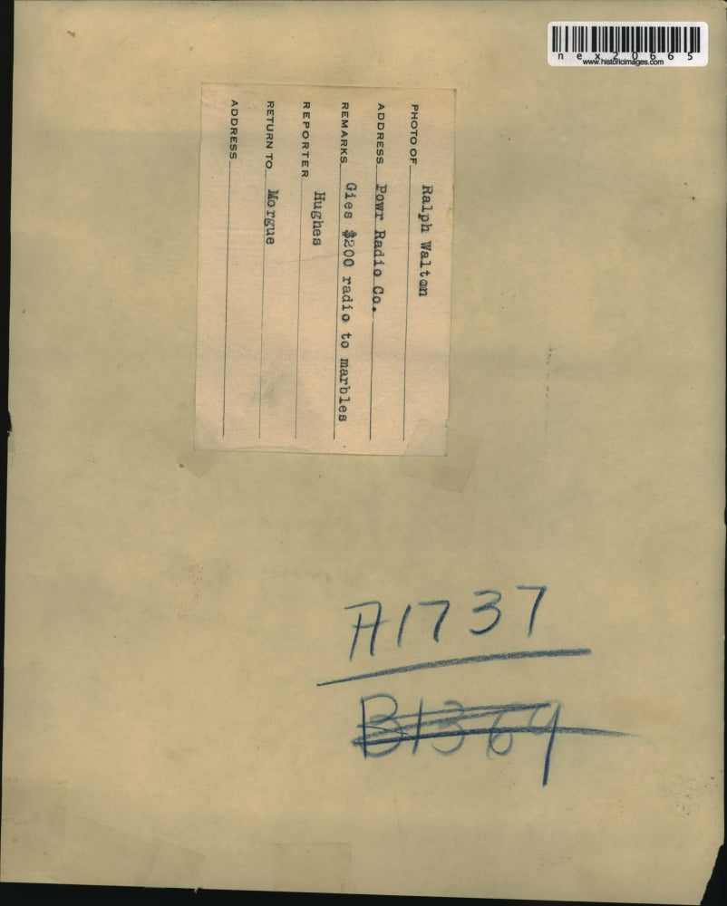 Press Photo Ralph Walton of Power Radio Co.