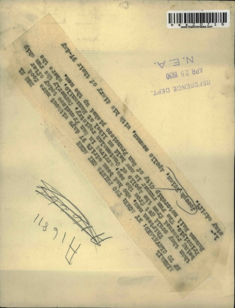 1930 Press Photo Joseph Nolan Apollo seaman was adrift for 97 days