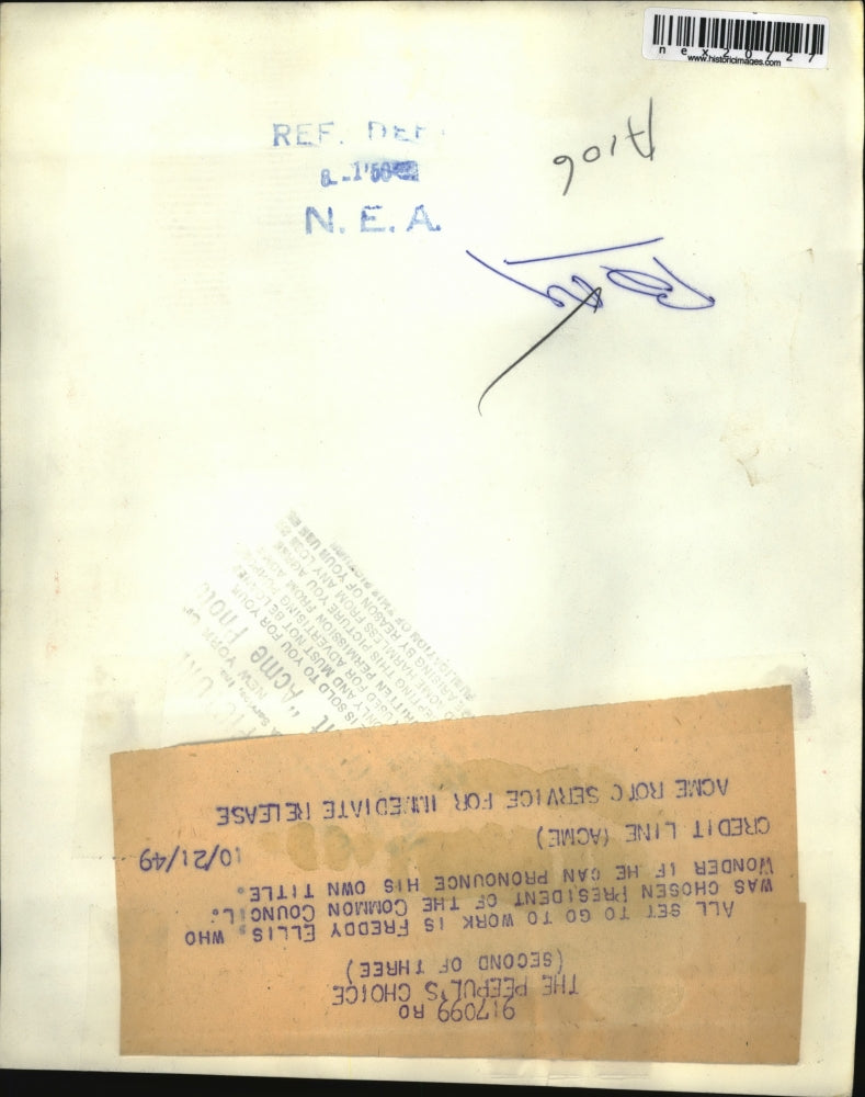 1949 Press Photo Freddy Ellis child chosen Pres of Common Council