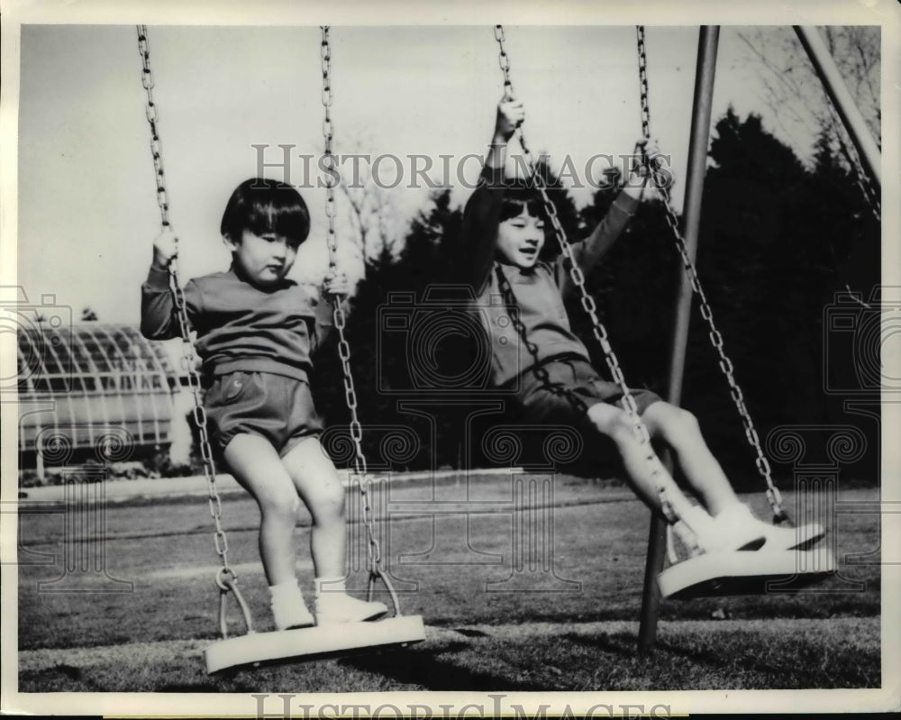 1968 Press Photo Prince Aya and older brother, Prince Hiro at Togu Palace