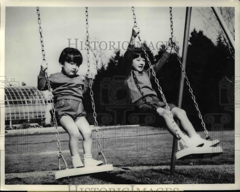 Load image into Gallery viewer, 1968 Press Photo Prince Aya and older brother, Prince Hiro at Togu Palace
