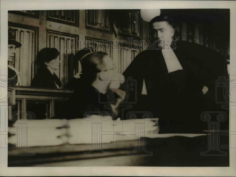 1938 Press Photo Marie Becker, Maitre Chevalier & Maitre Remy accused of murder