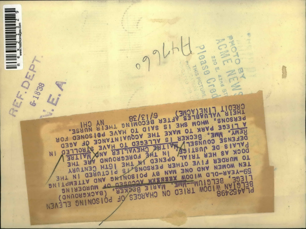 1938 Press Photo Marie Becker, Maitre Chevalier & Maitre Remy accused of murder