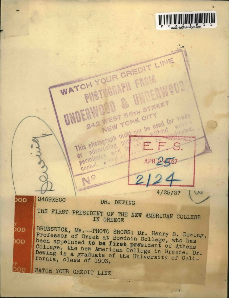 1927 Press Photo Brunswick Me Dr Henry C Dowing Greek Prof at Bowdoin College