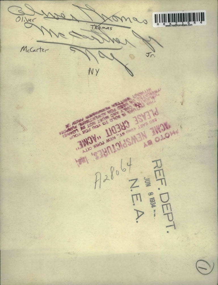 1934 Press Photo Oliver Thomas McCarter Jr.