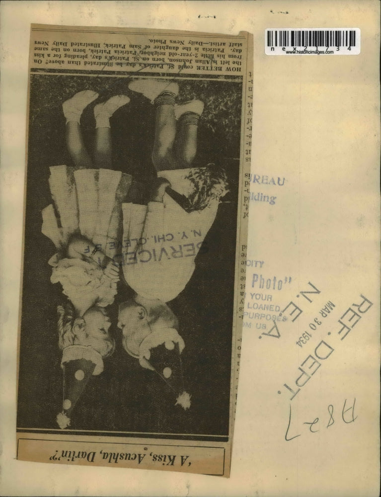 1934 Press Photo St. Patricks Day Allan Johnson, Patricia Patrick