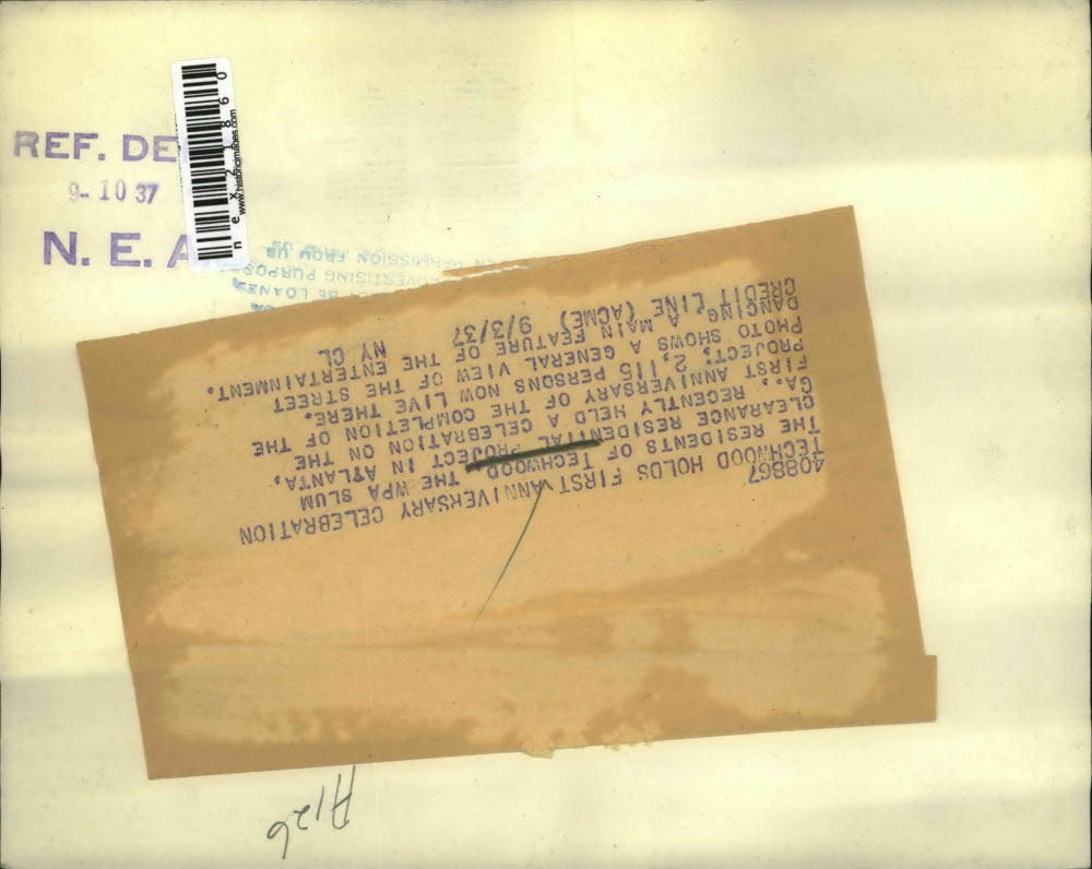 1937 Press Photo Residents of Techwood holds 1st anniversary celebration