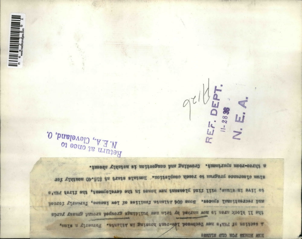 1936 Press Photo PWA's new Techwood low-rent housing in Atlanta, formerly a slum