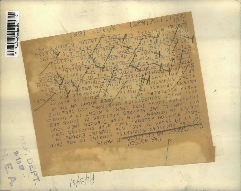 1937 Press Photo US Traveling College, R Shriner, C Shriner, R Drake