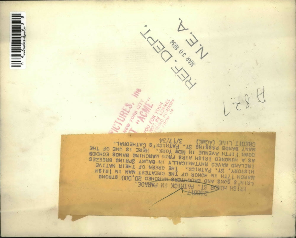 1934 Press Photo Irish Honor St. Patrick in Parade fifth Avenue New York