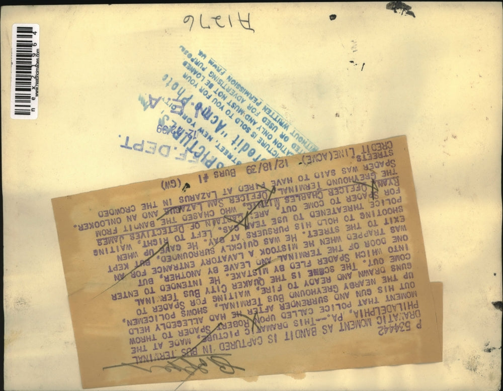 1939 Press Photo Robert Spader Capture in Philadelphia James Ryan Charles Mitnic