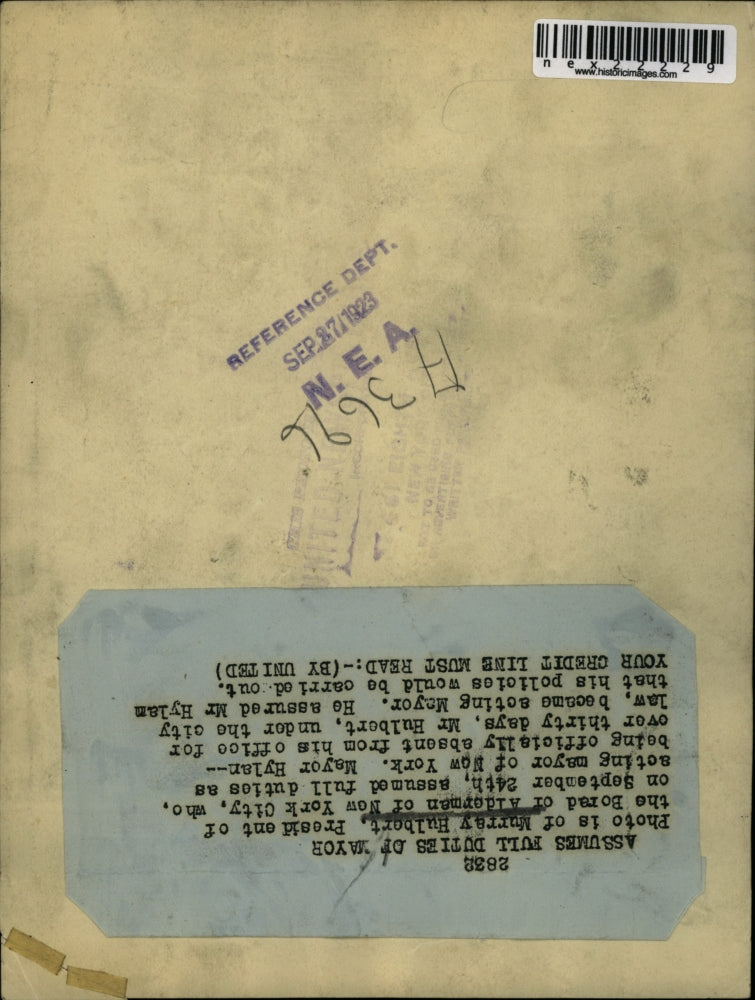 1923 Press Photo Murray Hulbert Assume Full Duties of New York Mayor