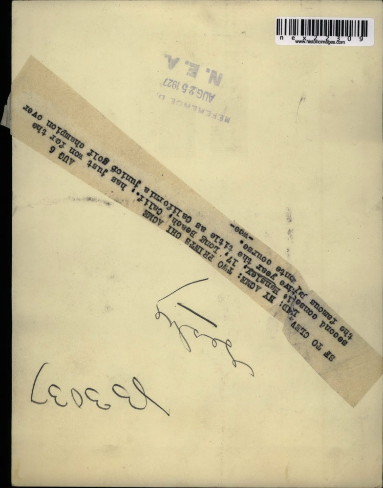 1927 Press Photo Long Beach Calif. Leslie Hensley age 17 Jr golf champion