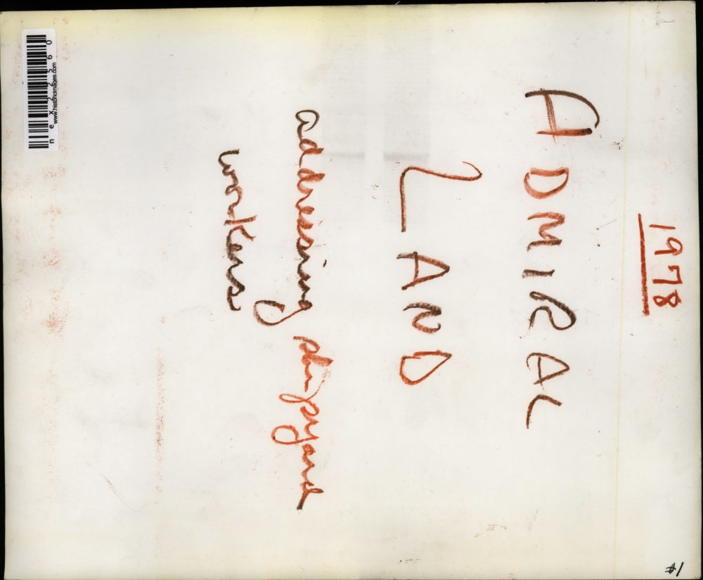 Press Photo Admiral Land addressing shipyard workers