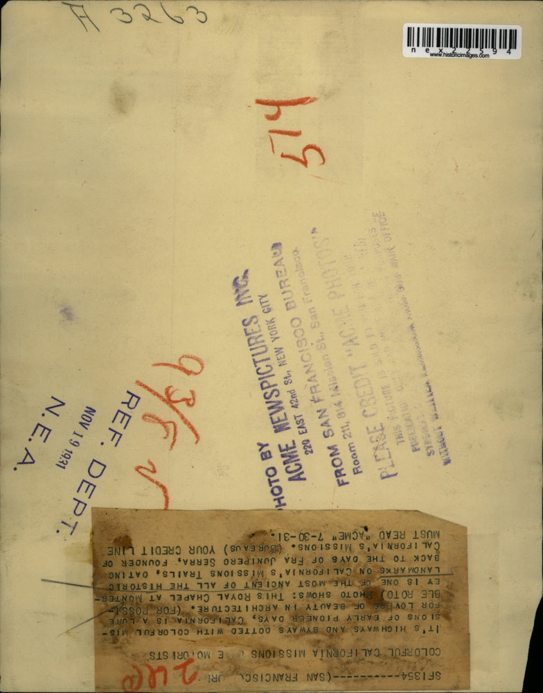 1931 Press Photo Royal Chapel at Monterey California