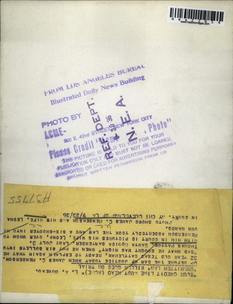 1936 Press Photo James and Leona Henderson in Thomas Patton Shooting Trial