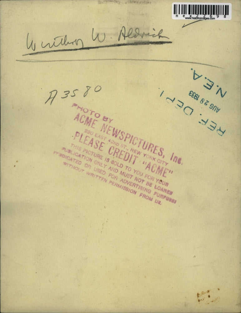 1933 Press Photo William W Aldrich - nex22698