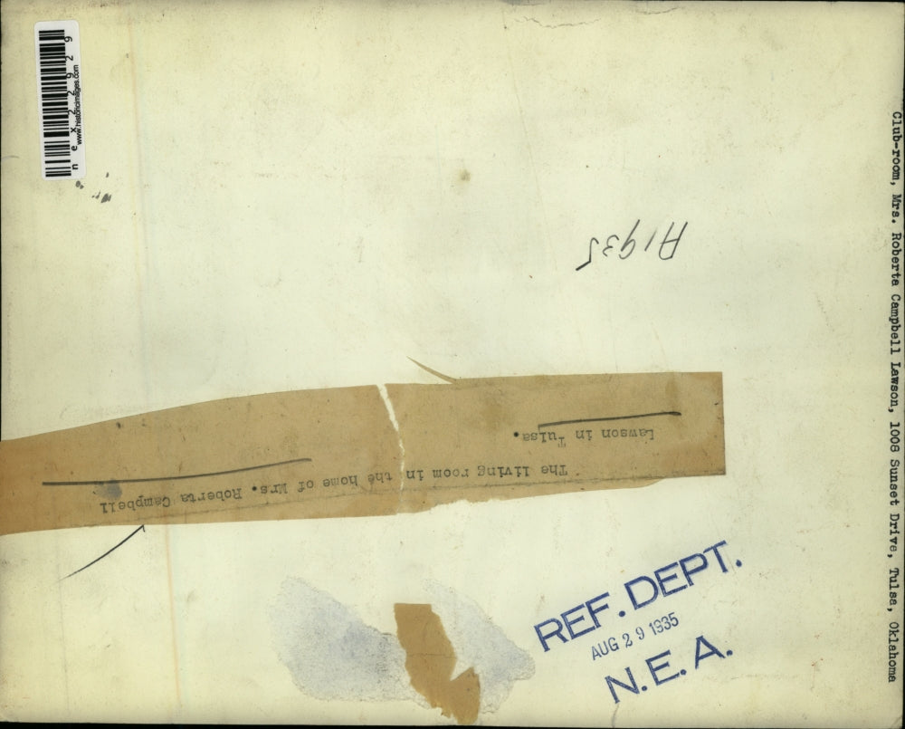 1935 Press Photo Livingroom of home of Mrs Roberta Campbell Lawson in Tulsa