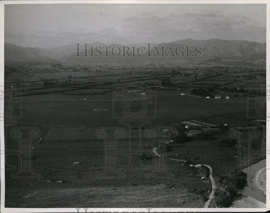 1940 Press Photo New Zealand farms sen in an air view