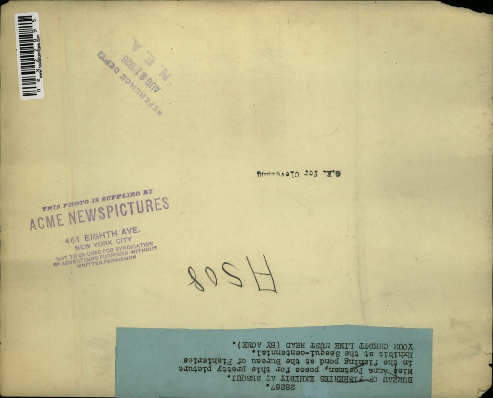 1926 Press Photo Anna Postman at Bureau of Fishieries exhibit