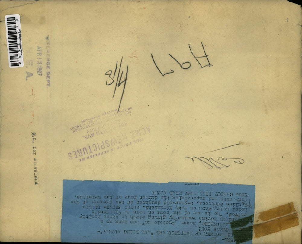 1927 Press Photo Triplet Calves Orin Clifford Dairy at Lake Mirimichi P Forteous