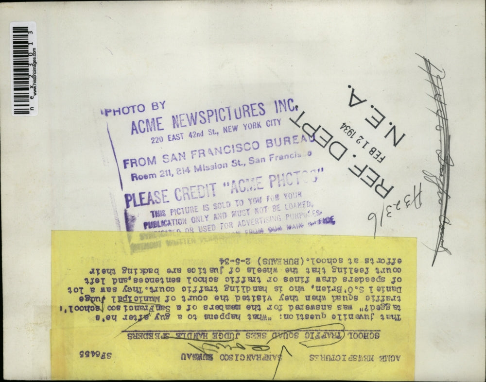 1934 Press Photo students watch traffic court judge handle speeders