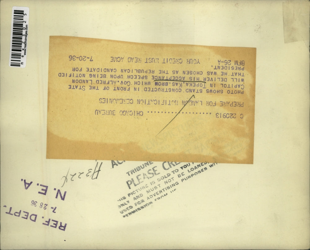 1936 Press Photo State Capitol building in Topeka Kansas