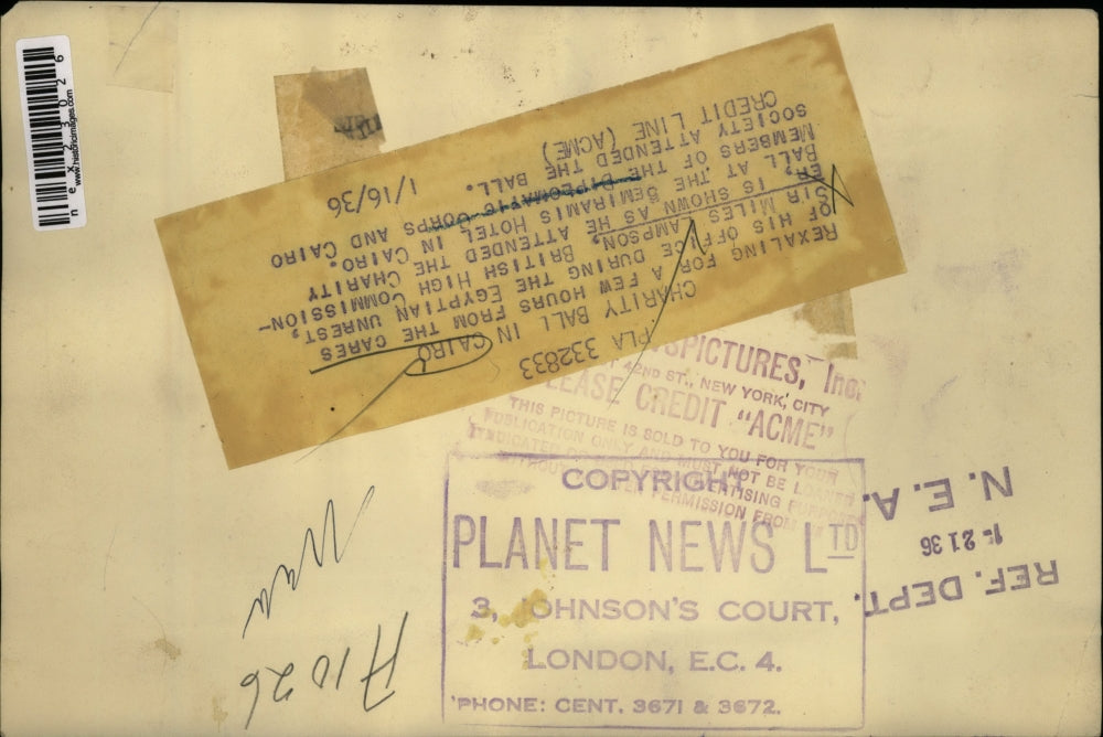 1936 Press Photo Charity Ball , Cairo Egypt Sir Miles Lampson at Semiramis Hotel