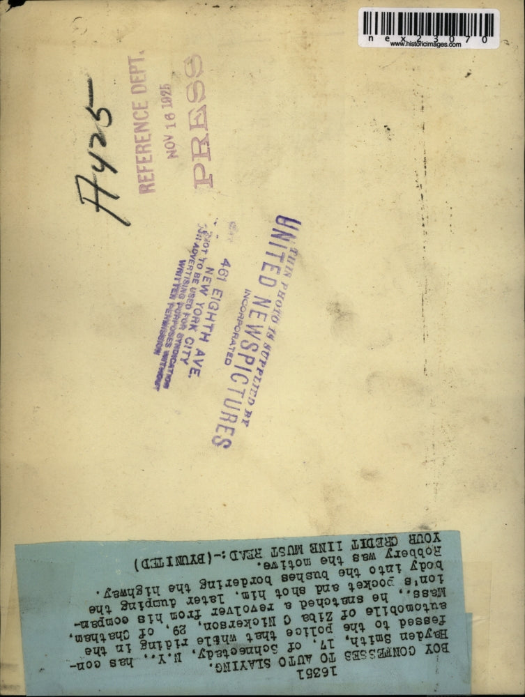 Load image into Gallery viewer, 1925 Press Photo Hayden Smith age 17 Schnectady NY killed Z Nickerson
