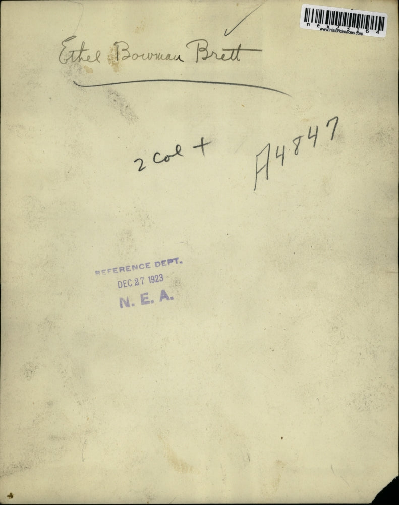 1923 Press Photo Ethel Bowman Brett - nex23164