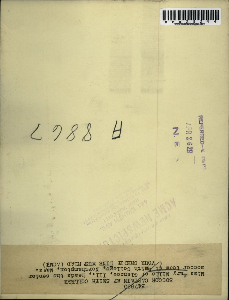 1929 Press Photo Mary Mills, senior soccer team at Smith College