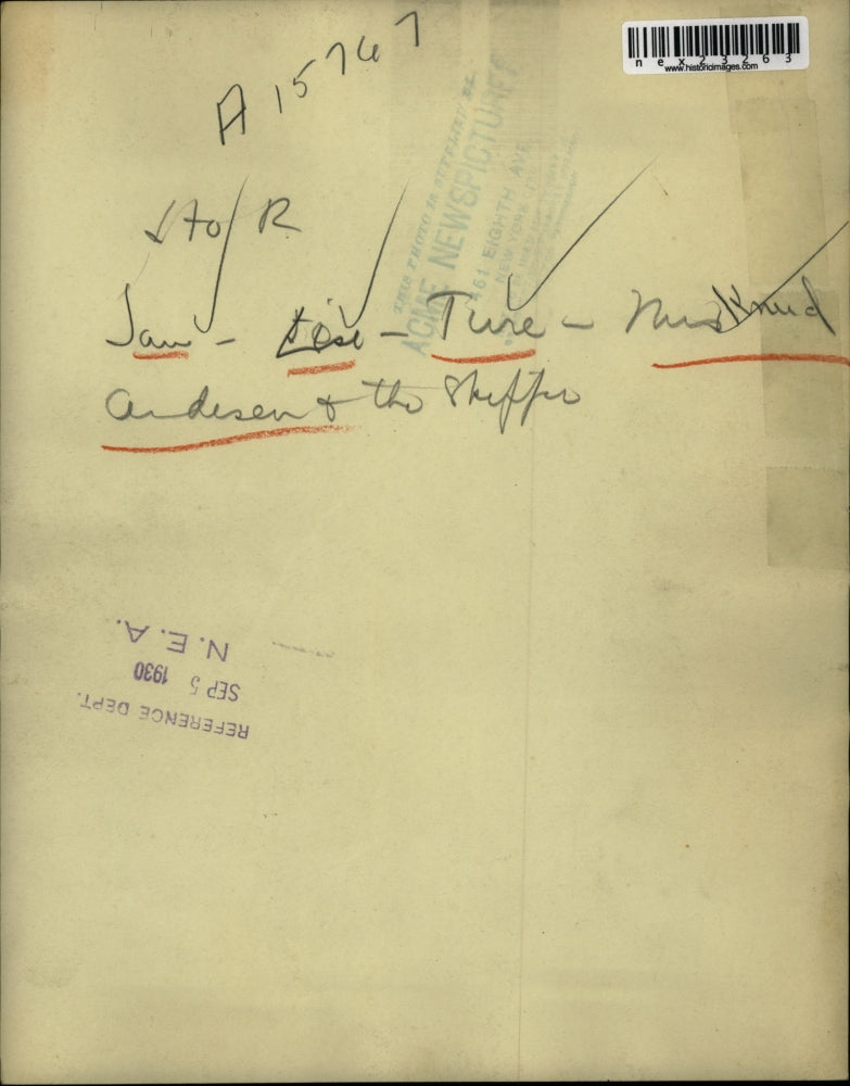 1930 Press Photo Jan, Elise,Ture ^ Mr & Mrs Knud Anderson on a ship