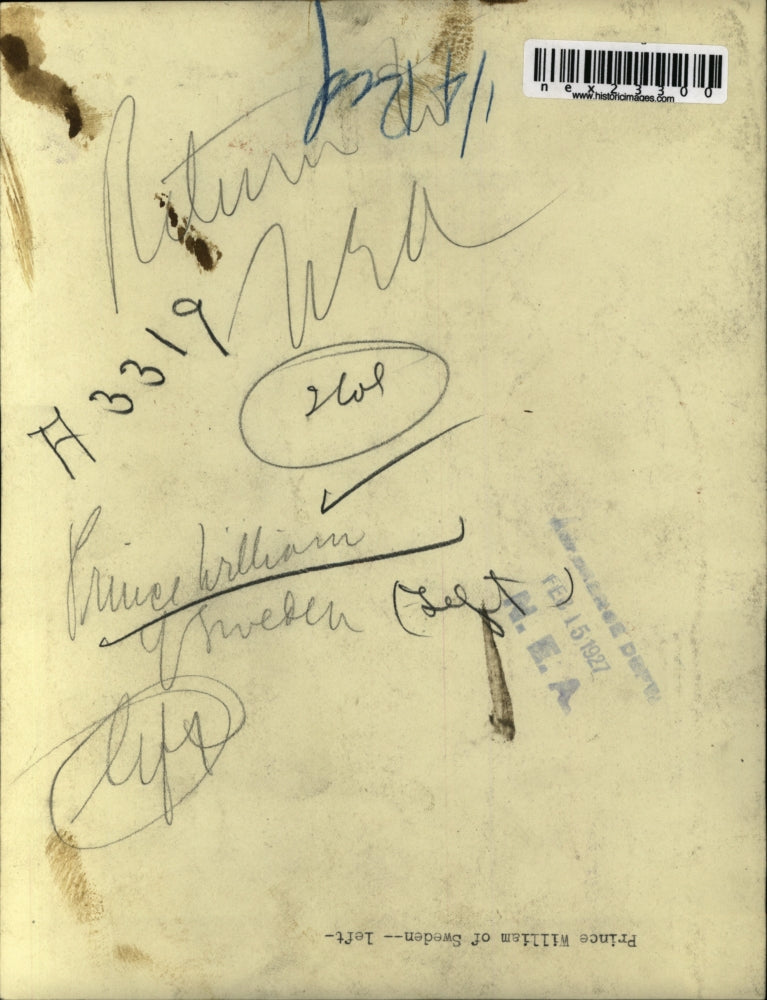 1927 Press Photo Prince William of Sweden on left