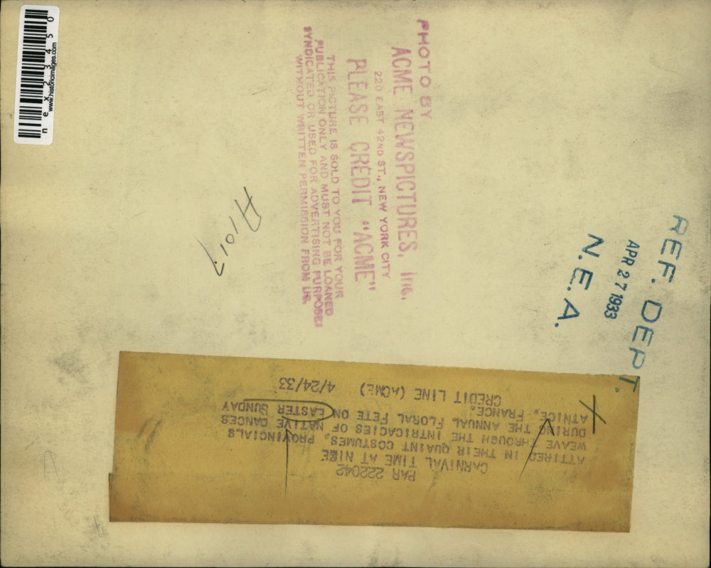 1933 Press Photo Annual Floral fete on Easter Sunday at Nice France