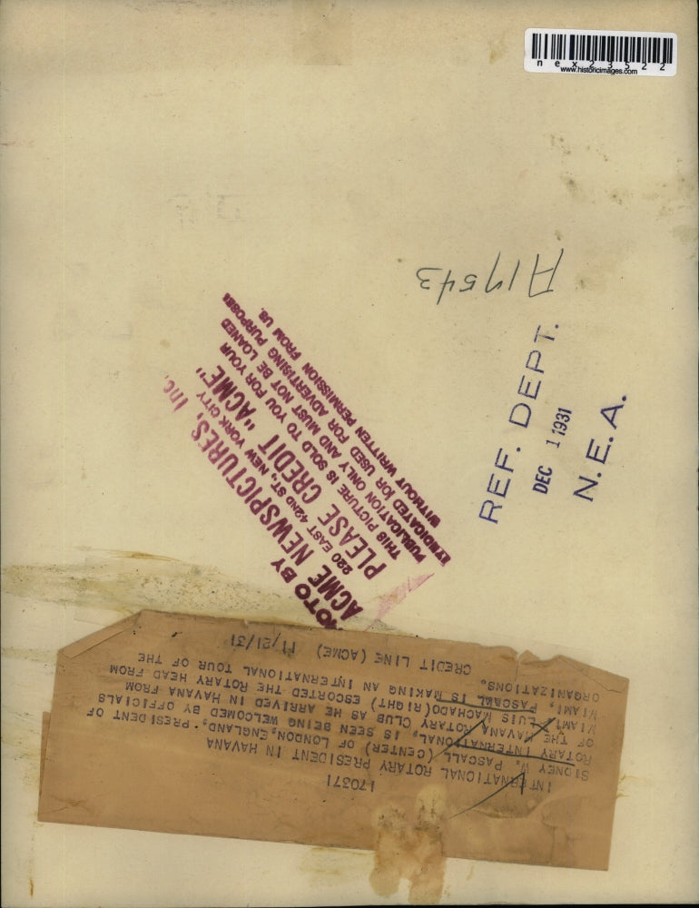 1931 Press Photo International Rotary Pres Sidney Pascall in Cuba, Luis Machado