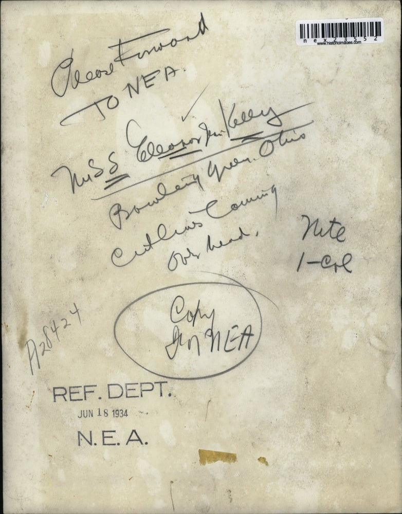 1934 Press Photo Miss Eleanor Kelly Bowlen Green Ohio