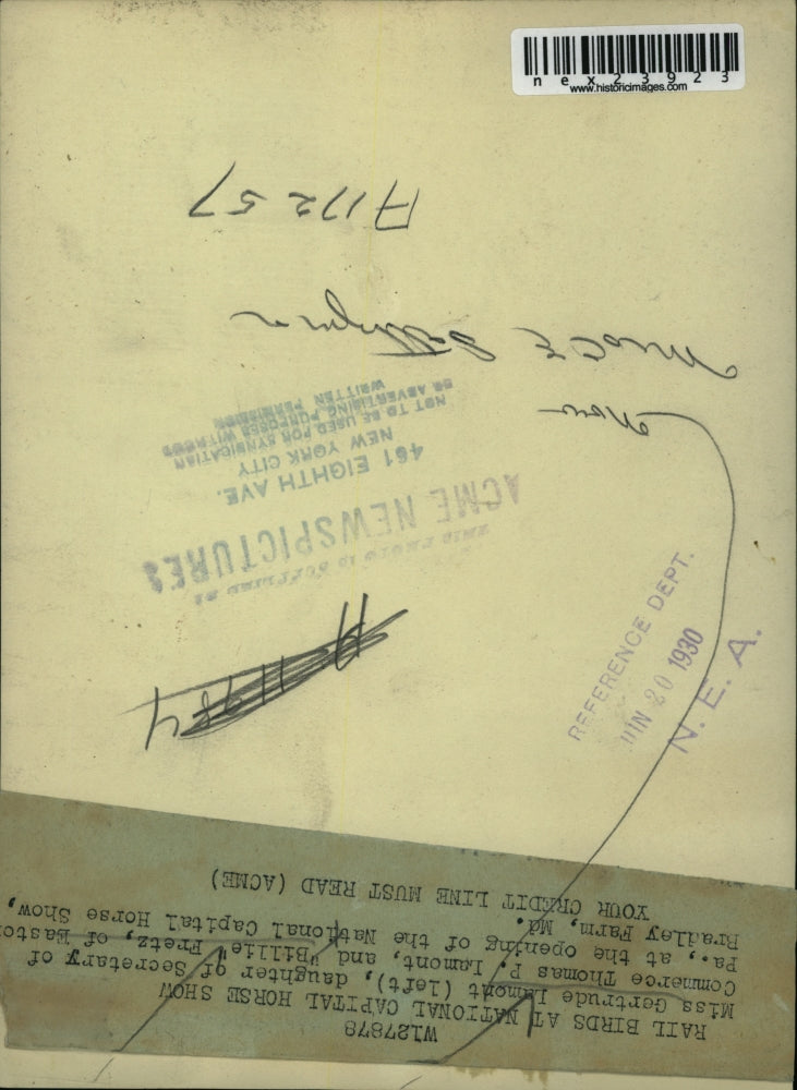 1930 Press Photo Gertrude Lamont & Billie Pratz at Natl Horse Show in Md