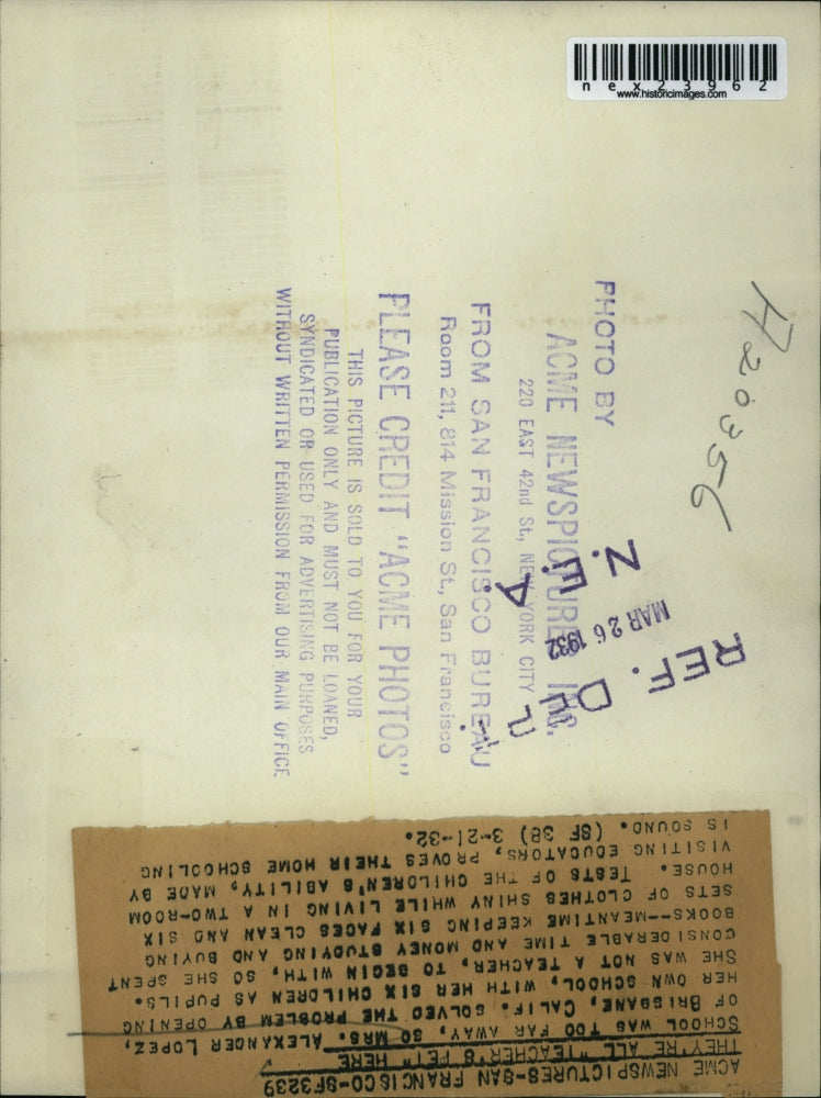 1932 Press Photo Teacher Mrs. Alexander Lopez Teaching Her Six Children School