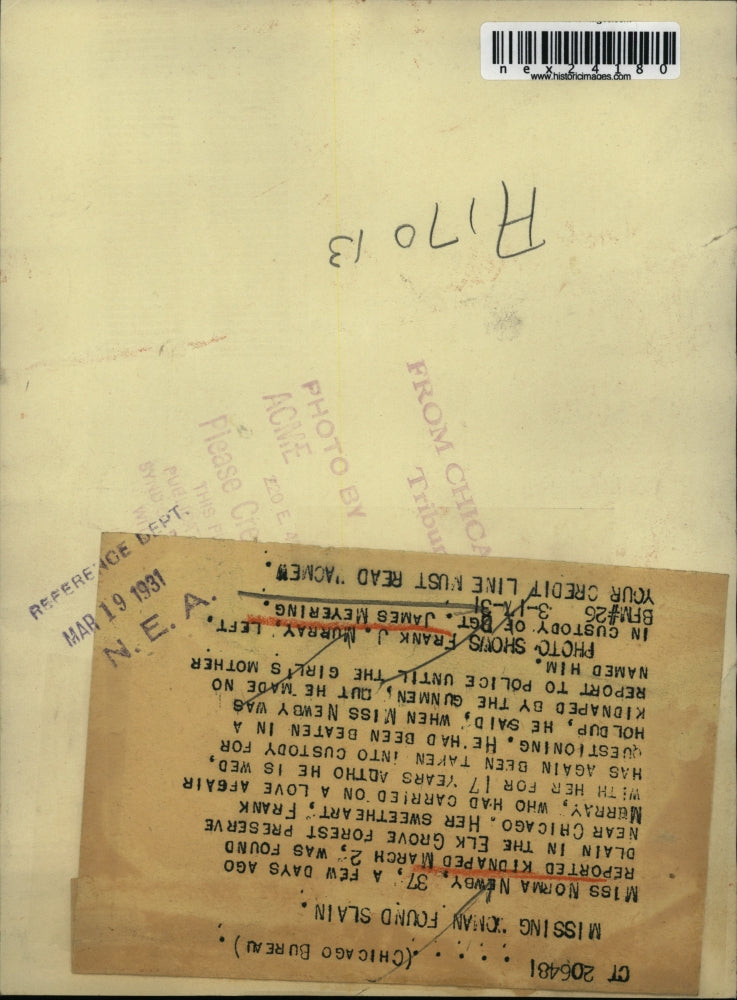 1931 Press Photo Frank J Murray in custody of Sgt James Meyering in Ill.