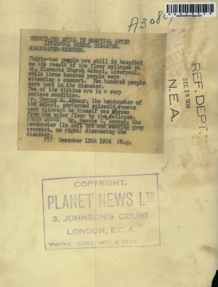 1934 Press Photo Dr George C Armour St Clements School Liverpool