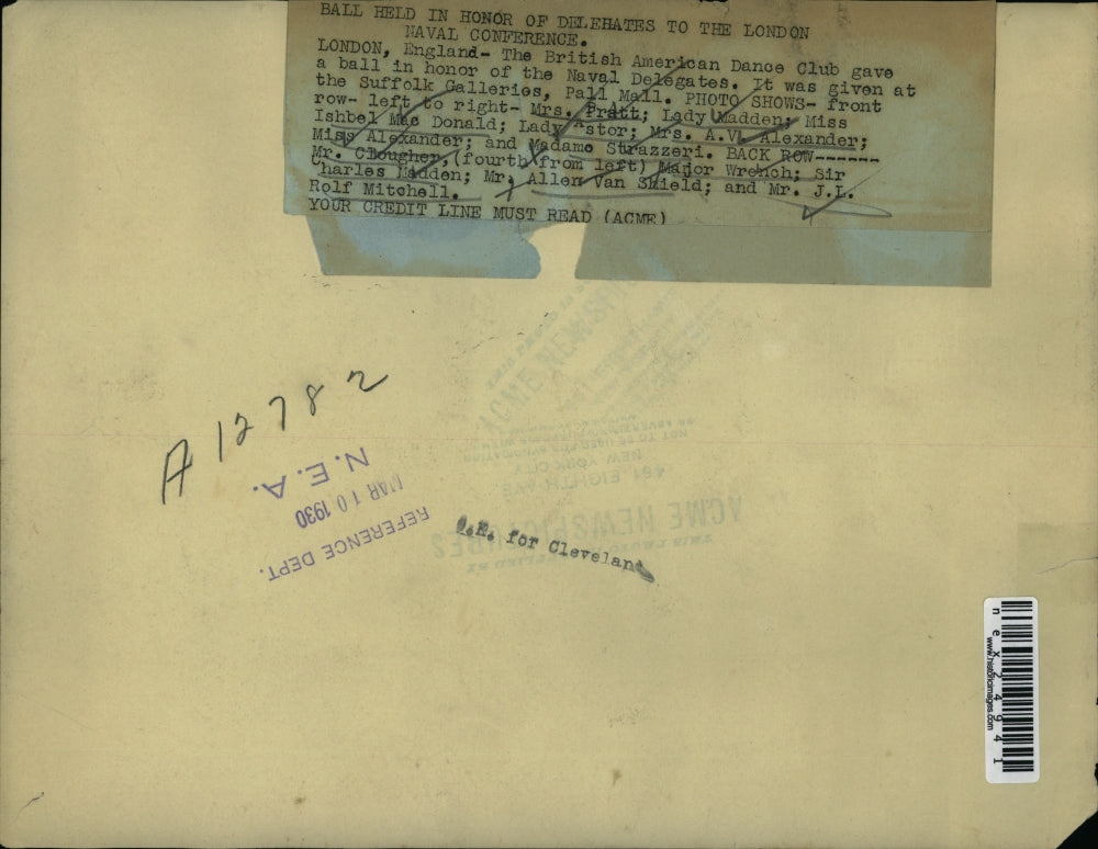 1930 Press Photo London Naval Conference British American Dance Club