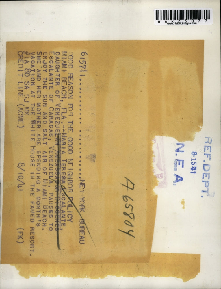 1941 Press Photo Maria Teresa Escalante Venezuelan Ambassador's daughter