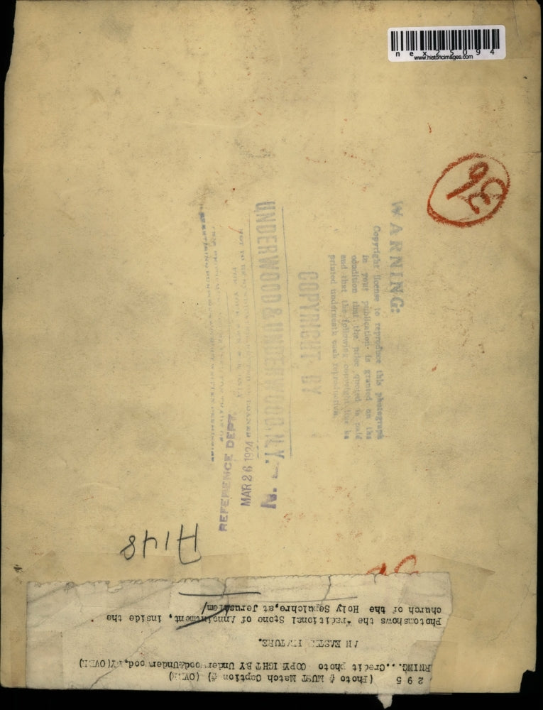 Load image into Gallery viewer, Undated Press Photo Traditional Stone of Annointment, inside Holy Sepulchre
