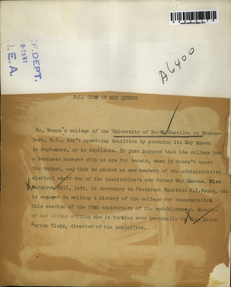 1941 Press Photo May Queen Administrators at University of North Carolina