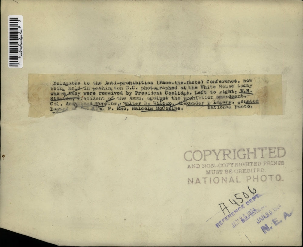 1924 Press Photo Delegates to Anti-prohibiltion Conference Washington D.C.