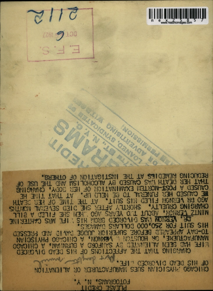 1927 Press Photo Chicago Dr Vernon & his young wife