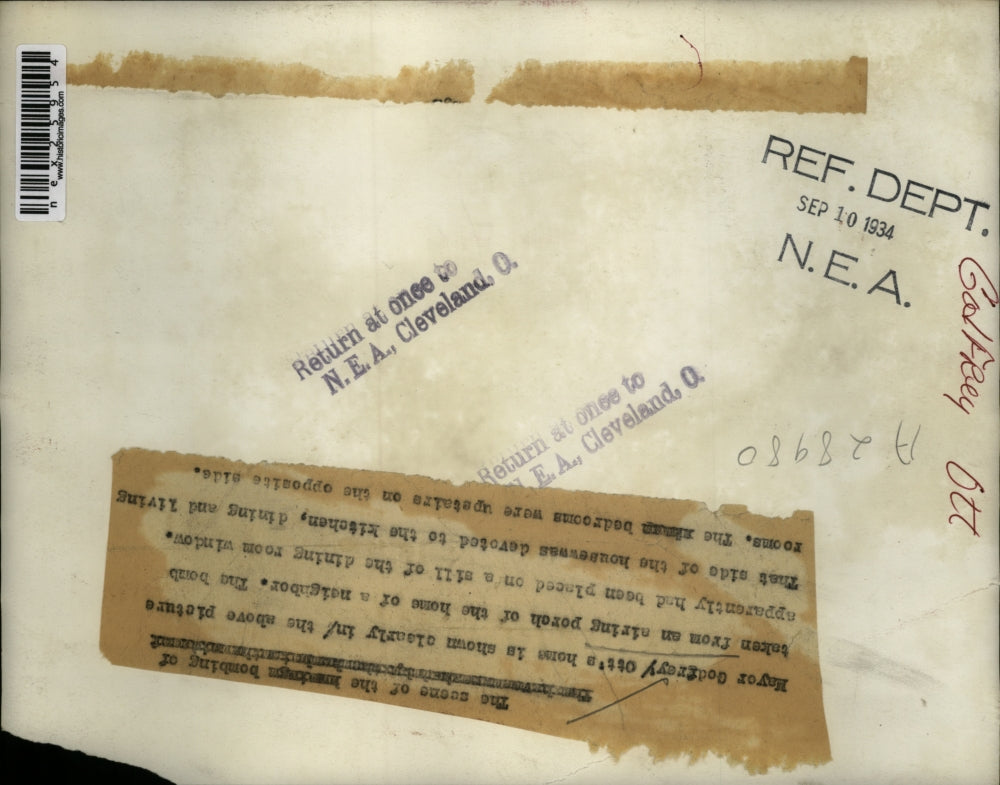 1934 Press Photo Mayor Godfrey Ott's home was bombed