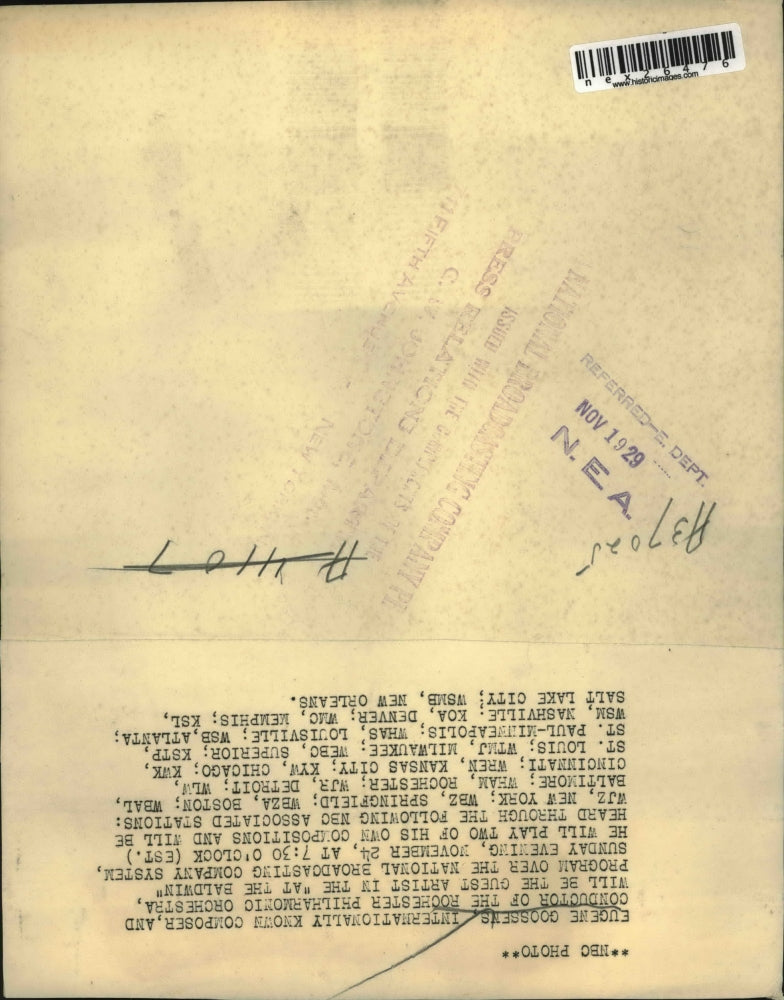 1929 Press Photo Eugene Goossens, composer and conductor of the Rochester